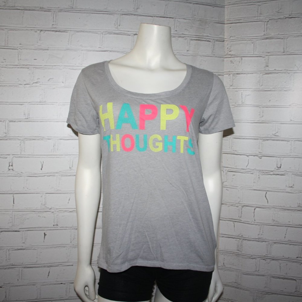 🌈🙂 Arizona Jean Co Tee · “Happy Thoughts” Graphic · Gray · Size L